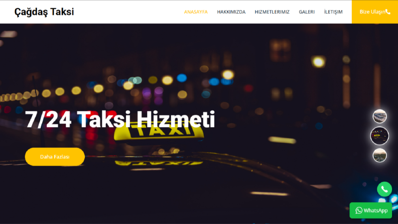 ÇağdaşTaksi – Modern Taksi Hizmetleri Web Sitesi