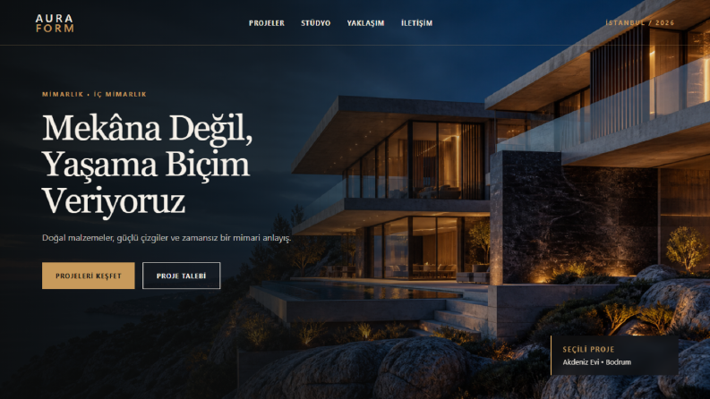  AURA FORM — Premium Mimarlık Web Sitesi Konsepti