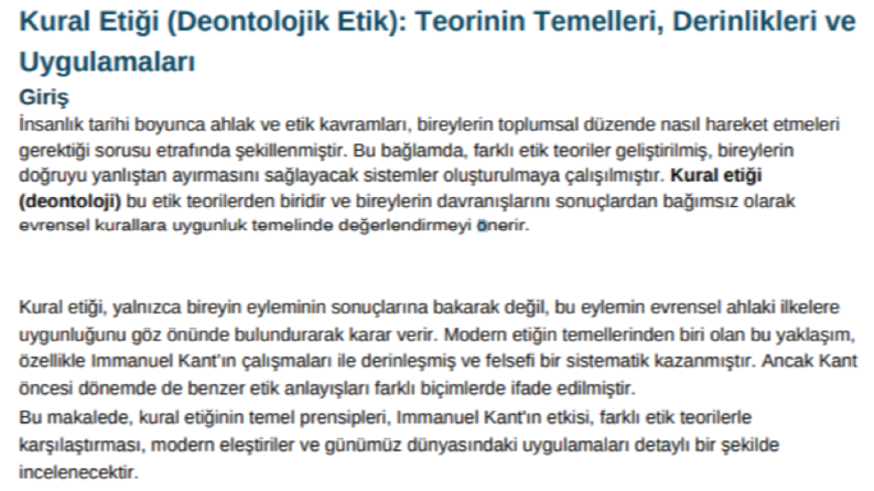 Kural Etiği (Deontoloji)