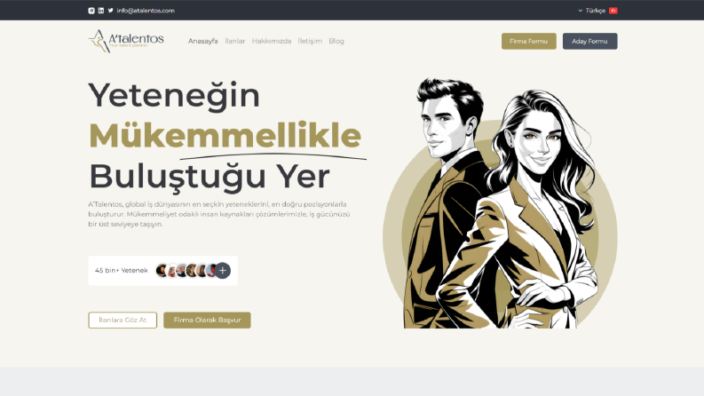A'Talentos Firması için Figma to Html Projesi
