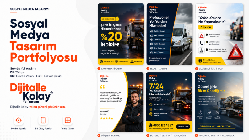Profesyonel Yol Yardım Sosyal Medya Tasarımları