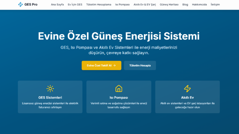 Akıllı ev sistemleri için website