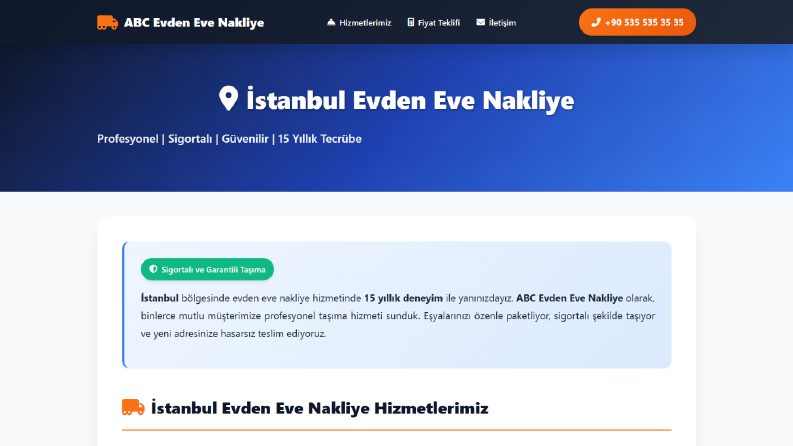İstanbul 39 İlçe 900+ Mahalle SEO Nakliyat Scripti