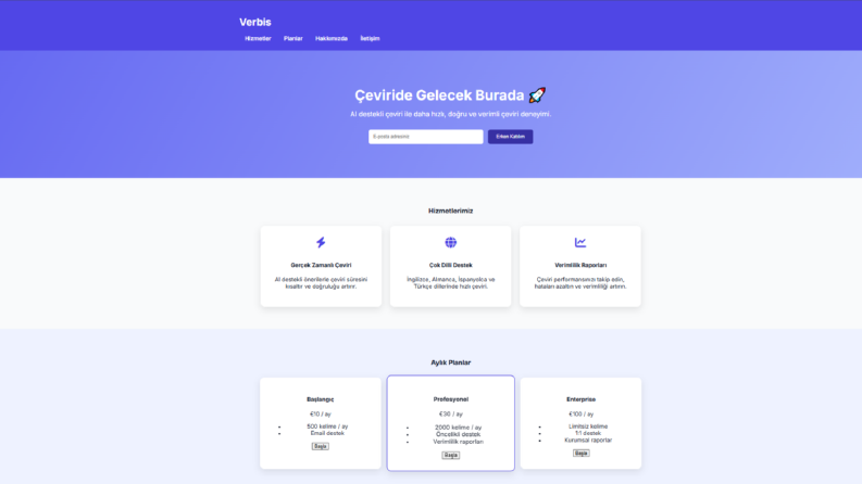 AI Destekli SaaS Ürünü — Türkçe Landing Page