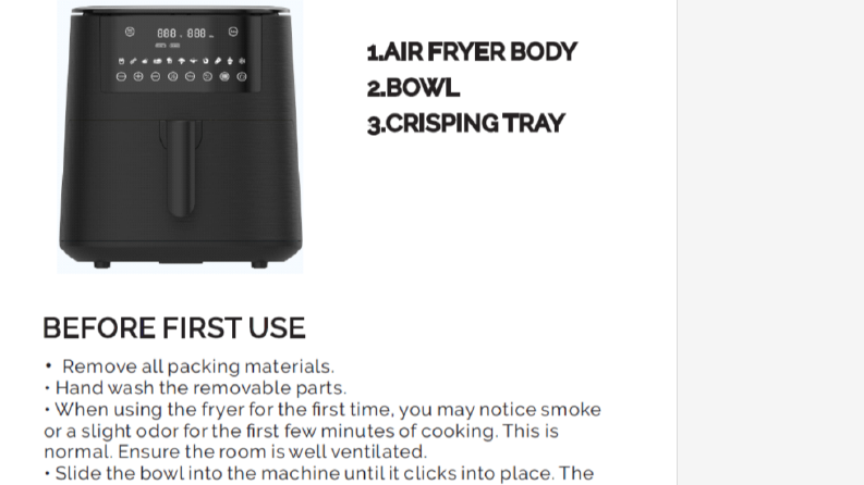 AIRFRYER KULLANIM KLAVUZU ÇEVIRISI
