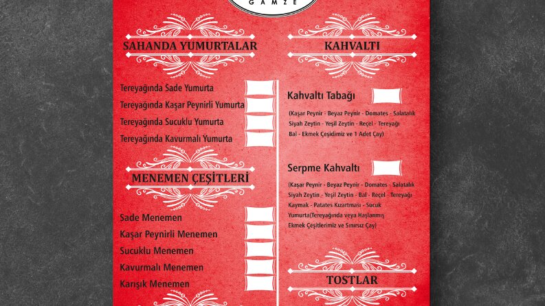 GMZ Menü Tasarımı