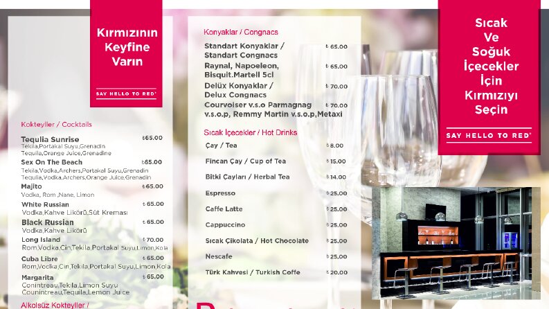 Ramada Hotel Menü tasarımı