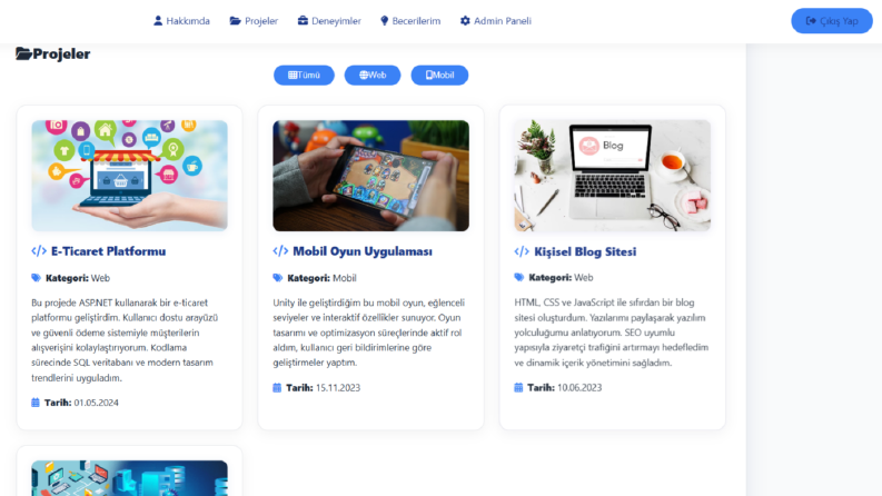 ASP.NET ile Modern ve Dinamik Portfolyo Sitesi