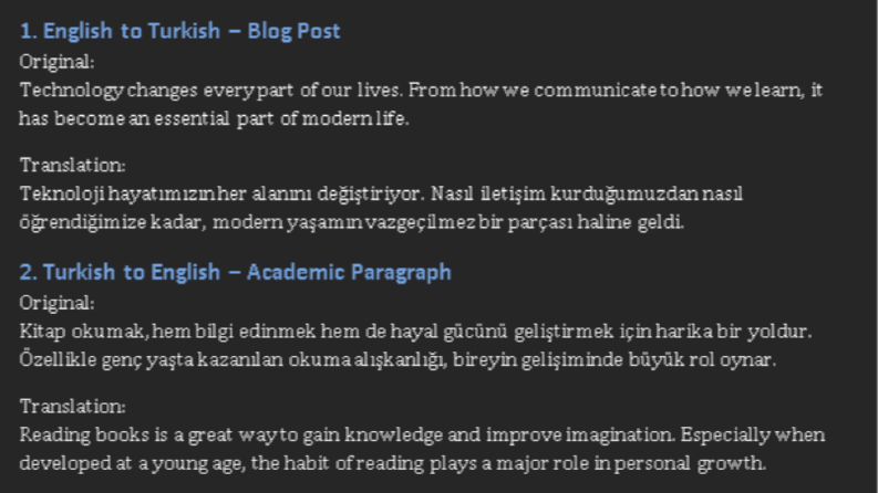 Kaliteli ve Akıcı çeviri çalışmalarım