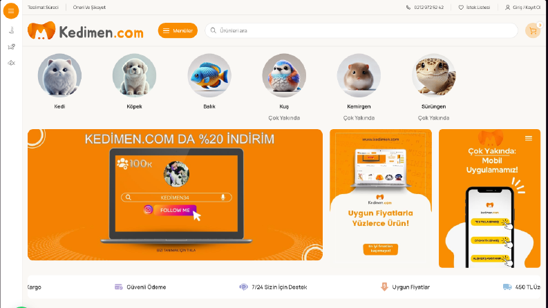 🐾 Kedimen.com – Evcil Hayvan Ürünleri E-Ticaret Sitesi