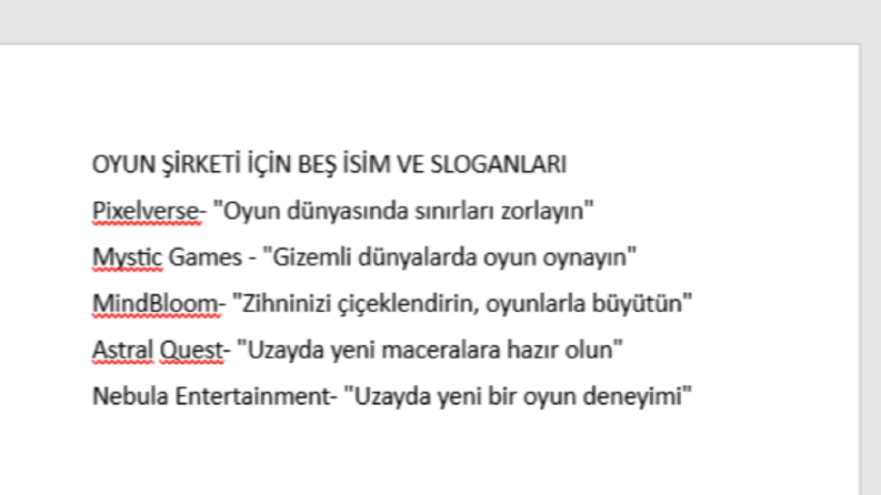 Oyun Şirketi İçin İsim ve Slogan 