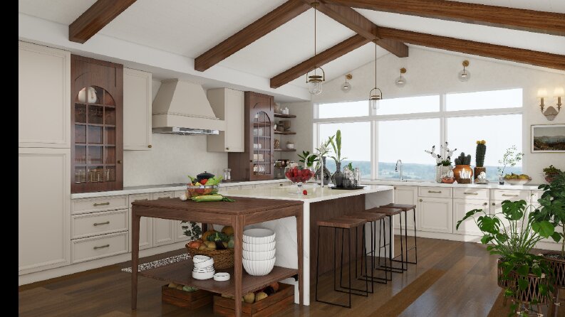 Modern–Rustik Mutfak Render Çalışması