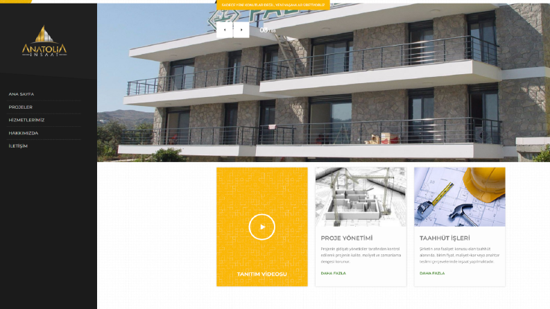 Anatolia İnşaat - Firma Tanıtım Sitesi