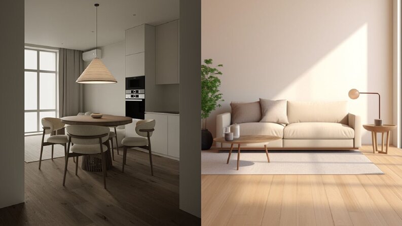 Minimal Yemek Alanı & Oturma Grubu 3D Çizimi