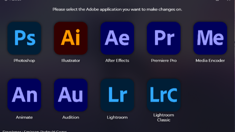 Adobe uygulamaları için Giriş ekranı değiştirici