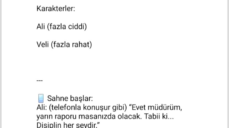 📱 Telefonla Konuşma Krizi – Kısa Skeç Örneği