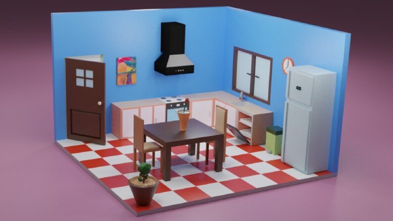 Low Poly Mutfak tasarımım