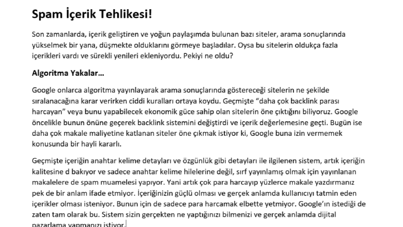 Spam İçerik Tehlikesi!