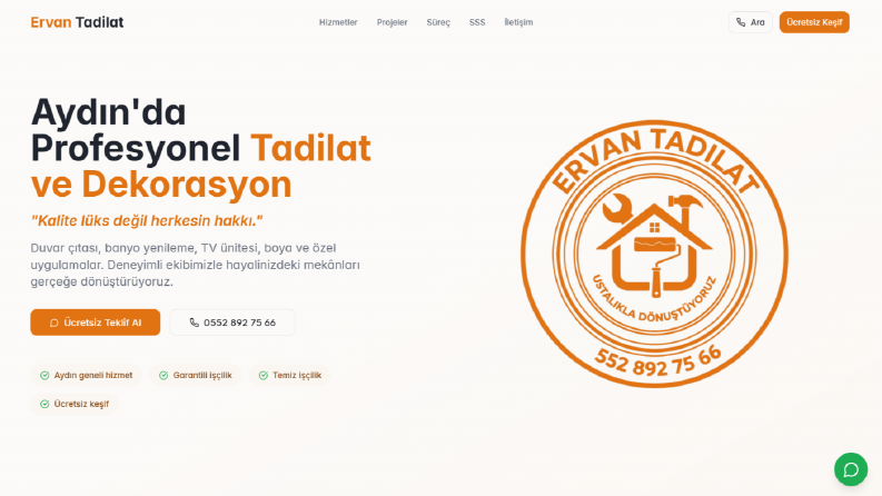 Ervan Tadilat – Detaylı web sitesi