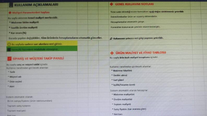 Excel Kullanım Kılavuzu ve Formül Açıklamaları