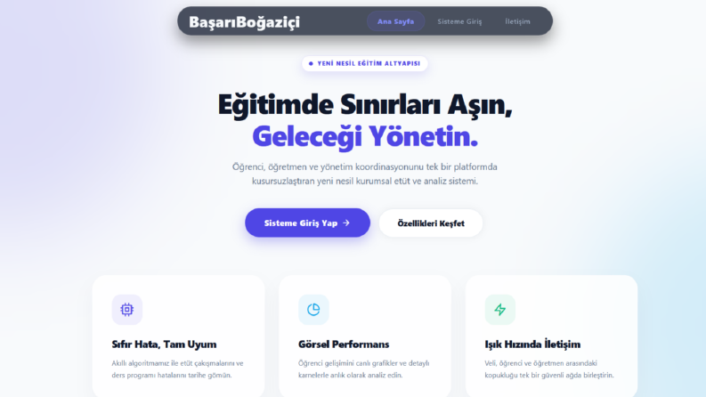 Eğitim Kurumları İçin Gelişmiş Yönetim ve Öğrenci Paneli