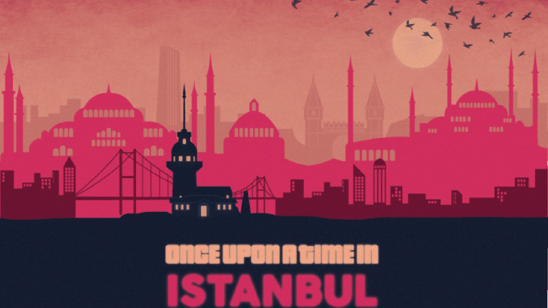 İstanbul'un silüetini içeren 2d bir illustrasyon