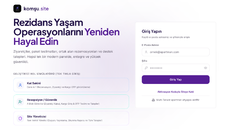 komsu.site - B2B SaaS Apartman ve Site Yönetim Portalı