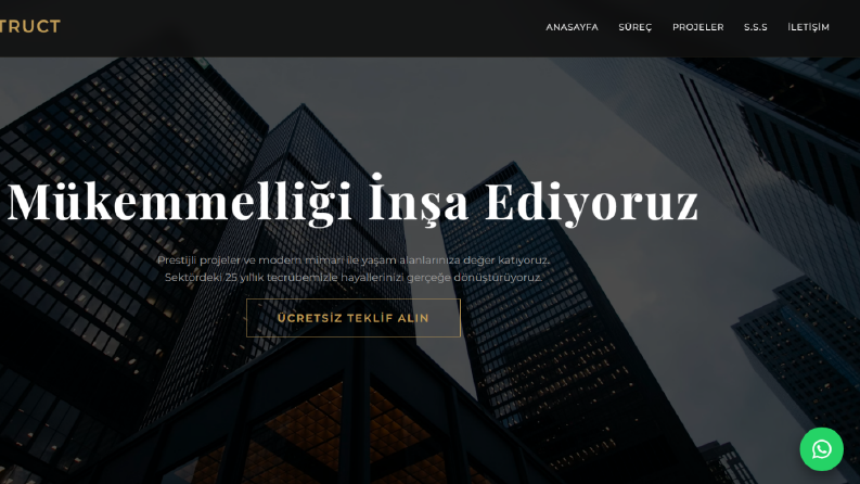 İnşaat & Mimarlık Firmaları İçin Kurumsal Proje Tanıtım Site