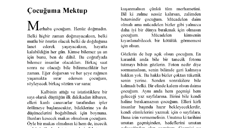Yazdığım Çeşitli Eserler 