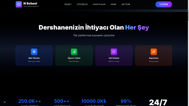Muhasebe uygulaması tanıtımı için interaktif websitesi
