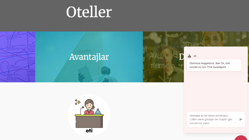 Oti - Oteller için Demo Web Sitesi Destek Asistanı