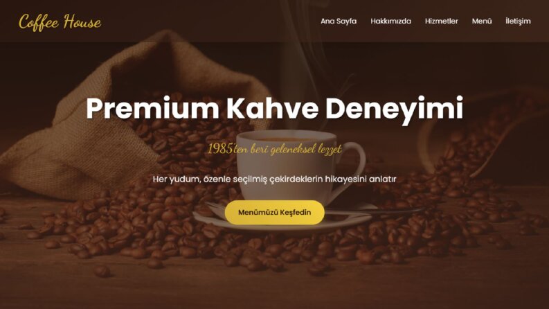 Mobil Uyumlu Kahve Dükkanı Web Sitesi – Modern Tasarım