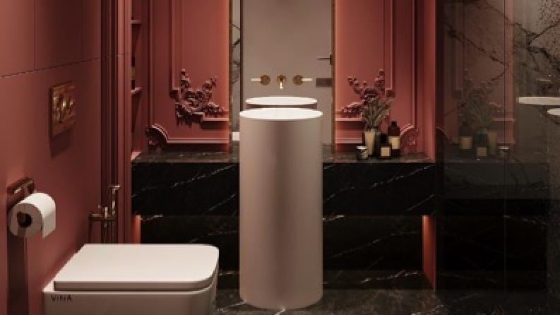 Klasik & Modern Stil Kombinasyonunda Banyo — 3D Görselleştirme Projesi