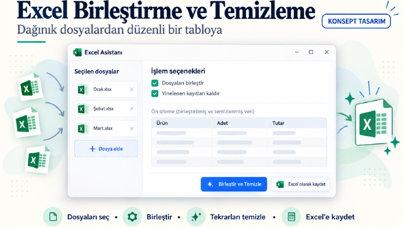 Excel Birleştirme ve Temizleme | Konsept Tasarım