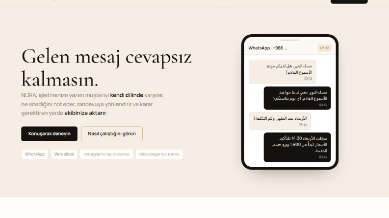 NORA: çok dilli WhatsApp müşteri asistanı