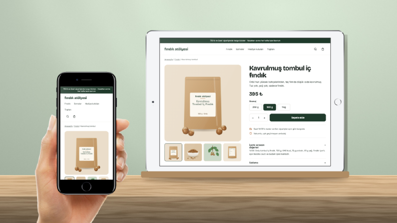 Yerel üretici için e-ticaret ürün sayfası