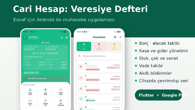 Cari Hesap: Veresiye Defteri-Android Ön Muhasebe Uygulaması