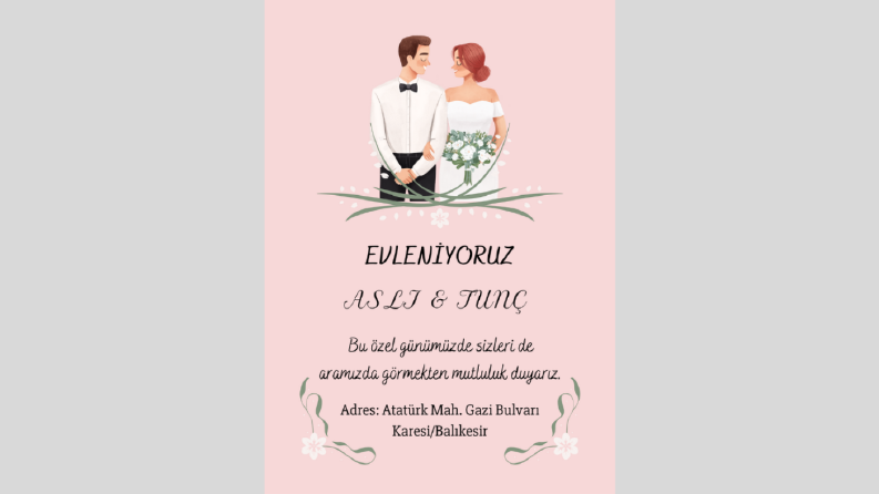 Ben Sizin İçin Her Çeşit Davetiye Tasrımı Oluşturabilirim