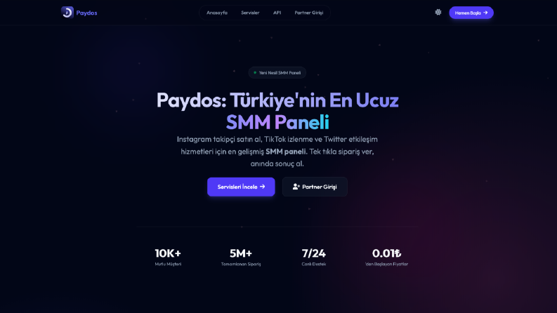 Paydos SMM Paneli ve Admin Yönetim Paneli Geliştirme