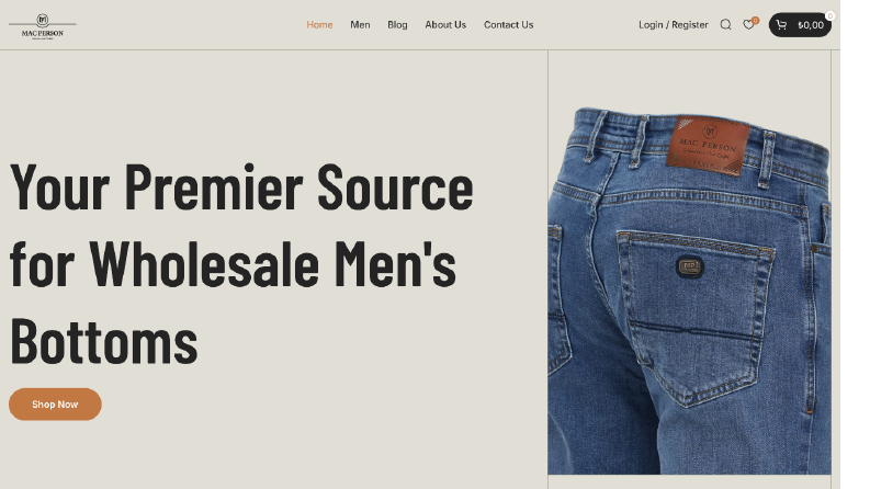 Mac Person Jeans: WordPress B2B E-İhracat ve Üretim Portalı