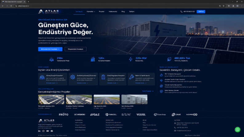 Atlas Enerji – Kurumsal Web Sitesi ve Panel