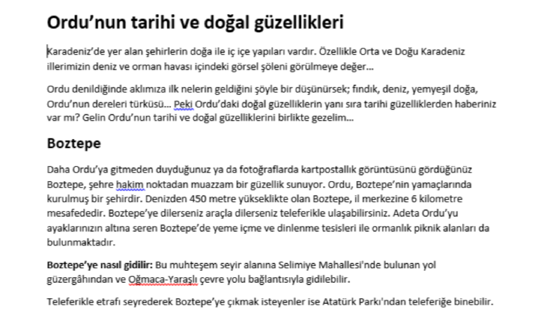 Ordu’nun tarihi ve doğal güzellikleri