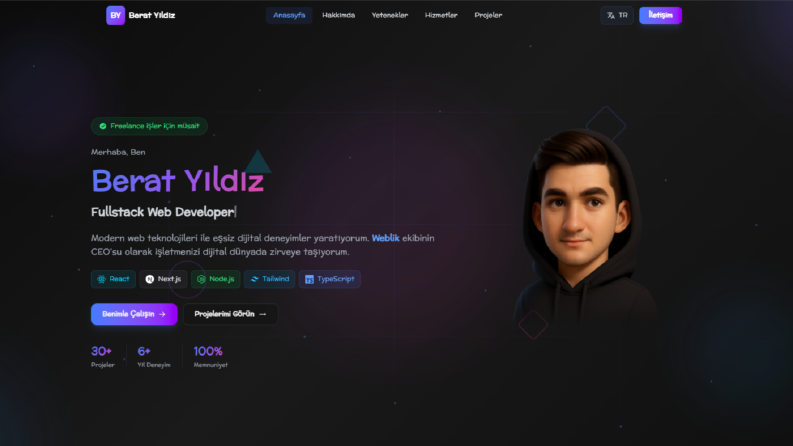 Kişisel Web Sitesi - Modern Frontend & Animasyonlar