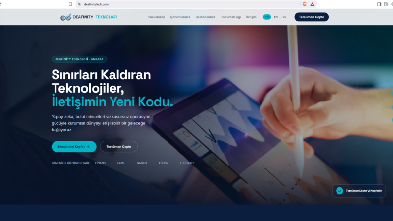 Deafinity Teknoloji web sitesi 