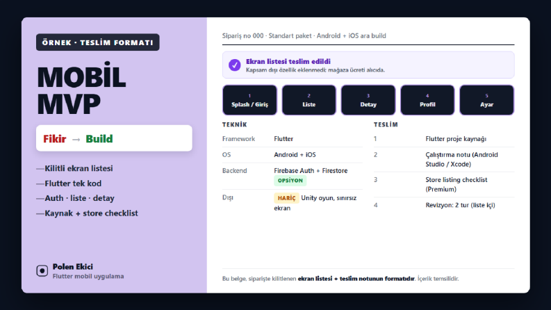 Flutter Mobil MVP Ekran Listesi — Demo