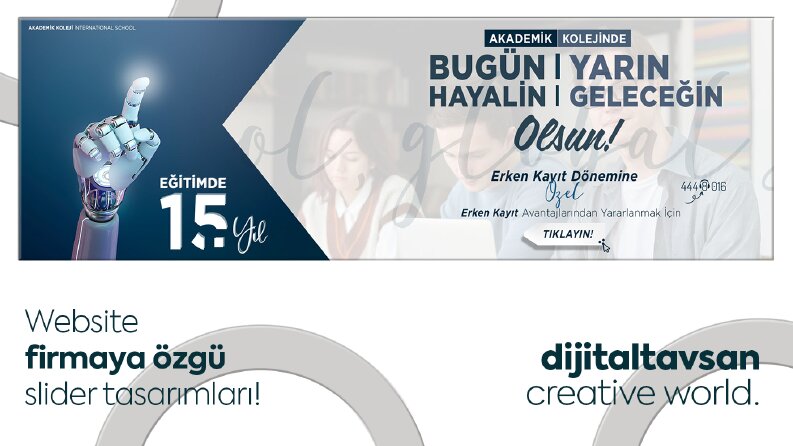 Özel okul erken kayıt dönemi website slider tasarımı