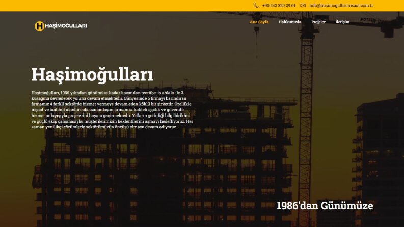 Müşteri isteğine uygun olarak tasarlanan web sitesi
