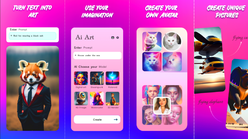 Ai - Art uygulaması Ui-Ux ve ekran tasarımı 