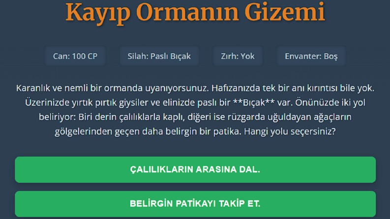 Sıfırdan JavaScript ile Metin Tabanlı Macera Oyunu