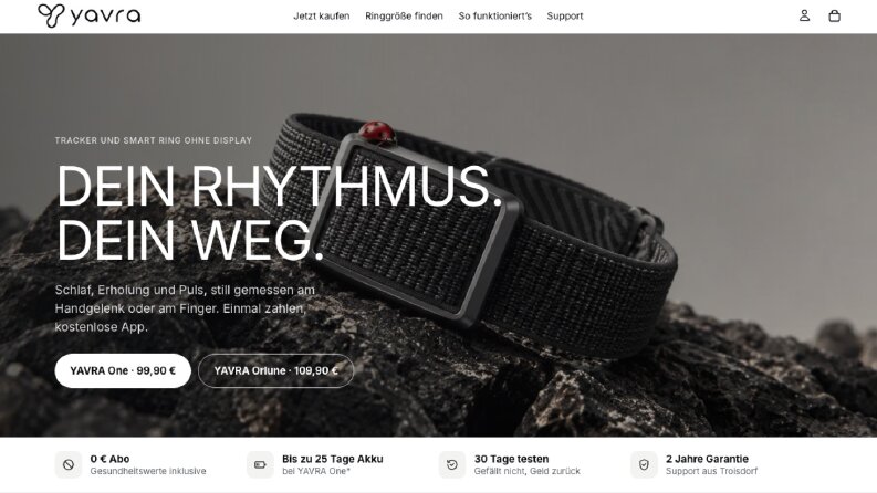 Yavra: akıllı yüzük markası için Shopify mağazası